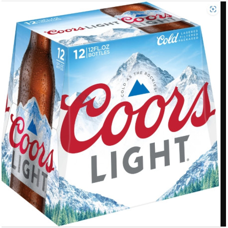 Coors Light Beer, 12 Pack, 12 fl oz Glass Bottles, 4.2% ABV, Domestic Lager