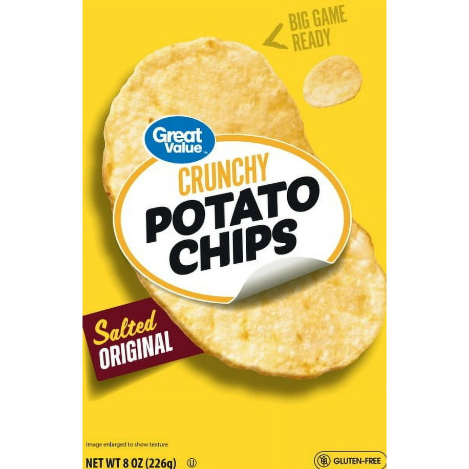 Great Value Original Flavor Potato Chips, 8 oz