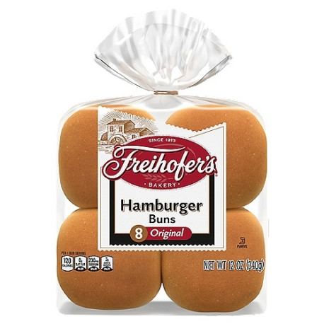 Freihofer's 8 count, Sliced Buns & Rolls Hamburger Buns, 12 oz Bag